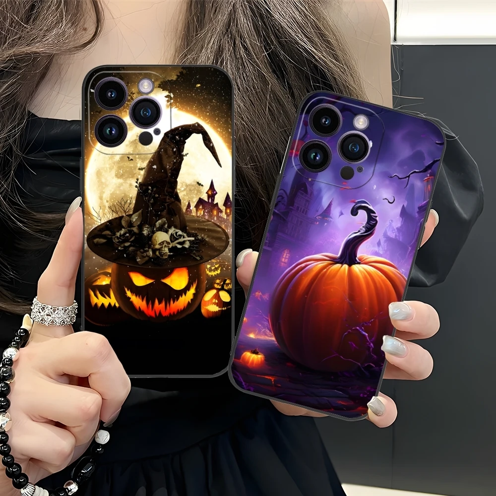 Чехол для мобильного телефона с тыквой на Хэллоуин iPhone 16 15 14 13 12 11 X XR XS 8 7 Pro Max Plus