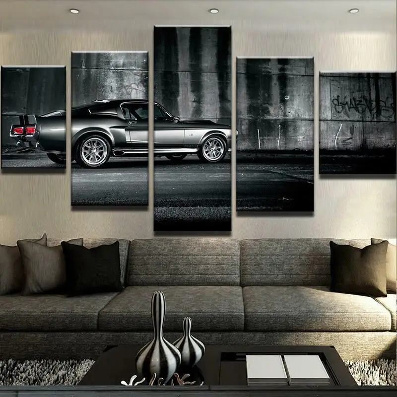 

No Framed Canvas 5 Panel Ford Mustang Eleanor Car Modular Modern HD Decorative Wall Art Posters Pictures Home Decor Paintings