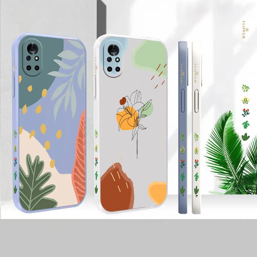

Liquid For Huawei Nova 10 10SE 9SE 8 8SE 7 7SE 6 6SE 5 5I 4 3 3I 2S 2 Pro Plus 5G Cover Abstract Line Sketch Flower Case Funda