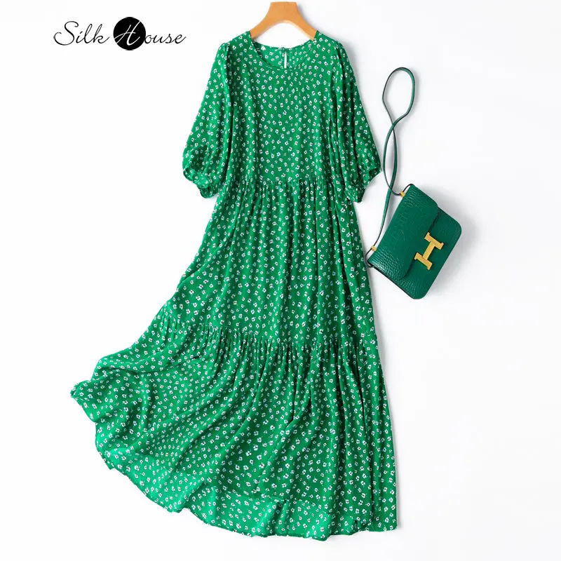 2.5M Large Silk Silk Silk Court Style Bubble Sleeve Loose Version Doll Skirt Women's Fashion New Spring/Summer Dress