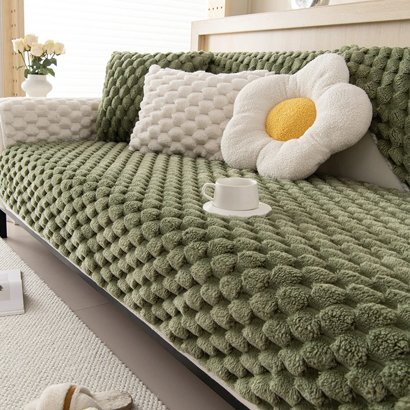 Универсальный нескользящий угловой коврик для дивана утолщенный плюшевый чехол