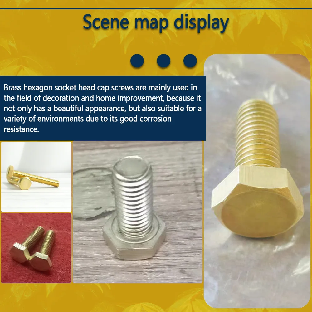 Болт шестигранный латунный с плоской головкой для мебели и бытовой техники