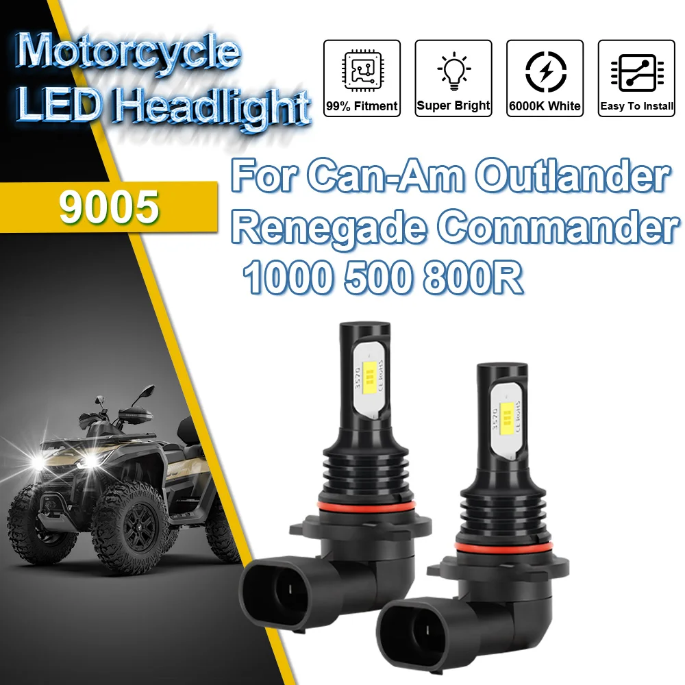 Фото Для Can-Am Outlander Renegade Commander 1000 500 800R мотоциклетная светодиодная фара, ампула Hi-Lo Beam, вспомогательная лампа накаливания №1