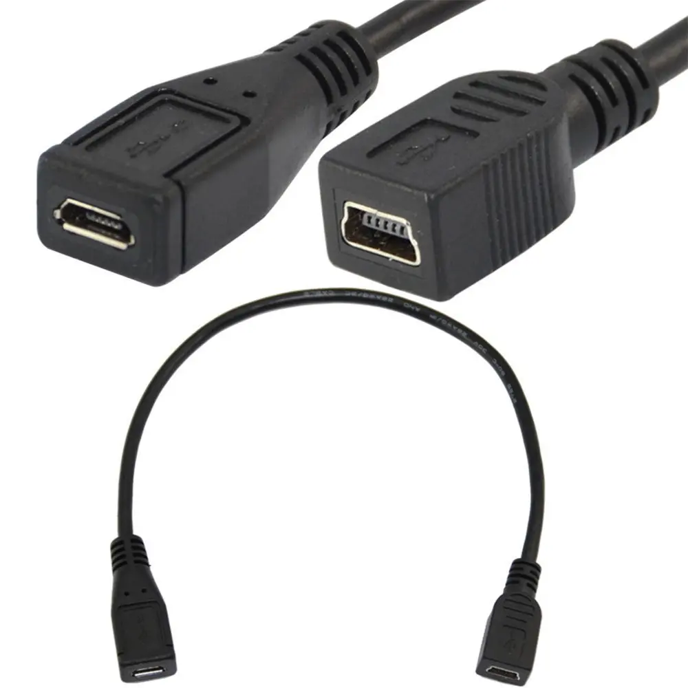 Купи USB 2.0 Micro Female to Mini Mini USB Female Charging Data Adapter Cable 25cm Suitable for All MP3/MP4/Mobile Phones/GPS за 68 рублей в магазине AliExpress