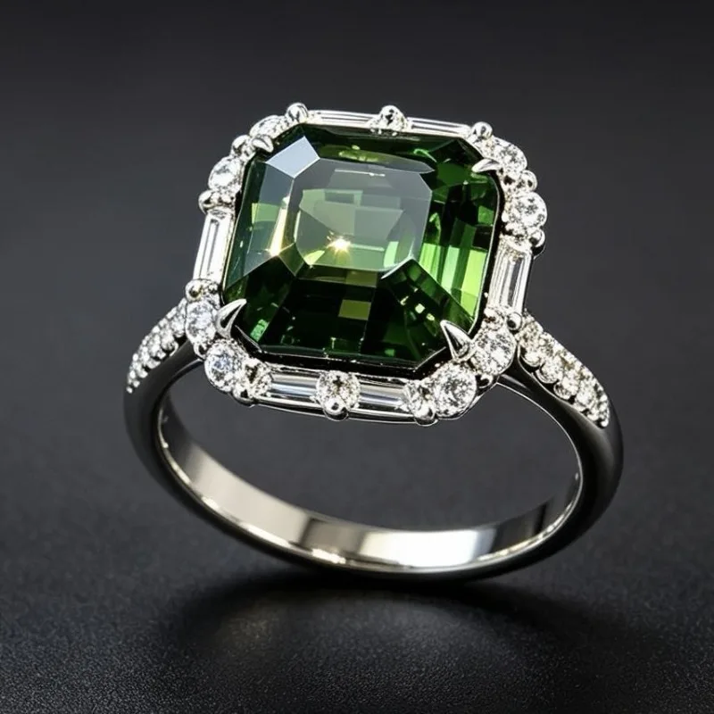 Фото Кольца Jianjie Classic Square с изумрудной огранкой и цирконием для женщин: элегантные, для свадьбы и на каждый день, модные ювелирные украшения с фианитами №2