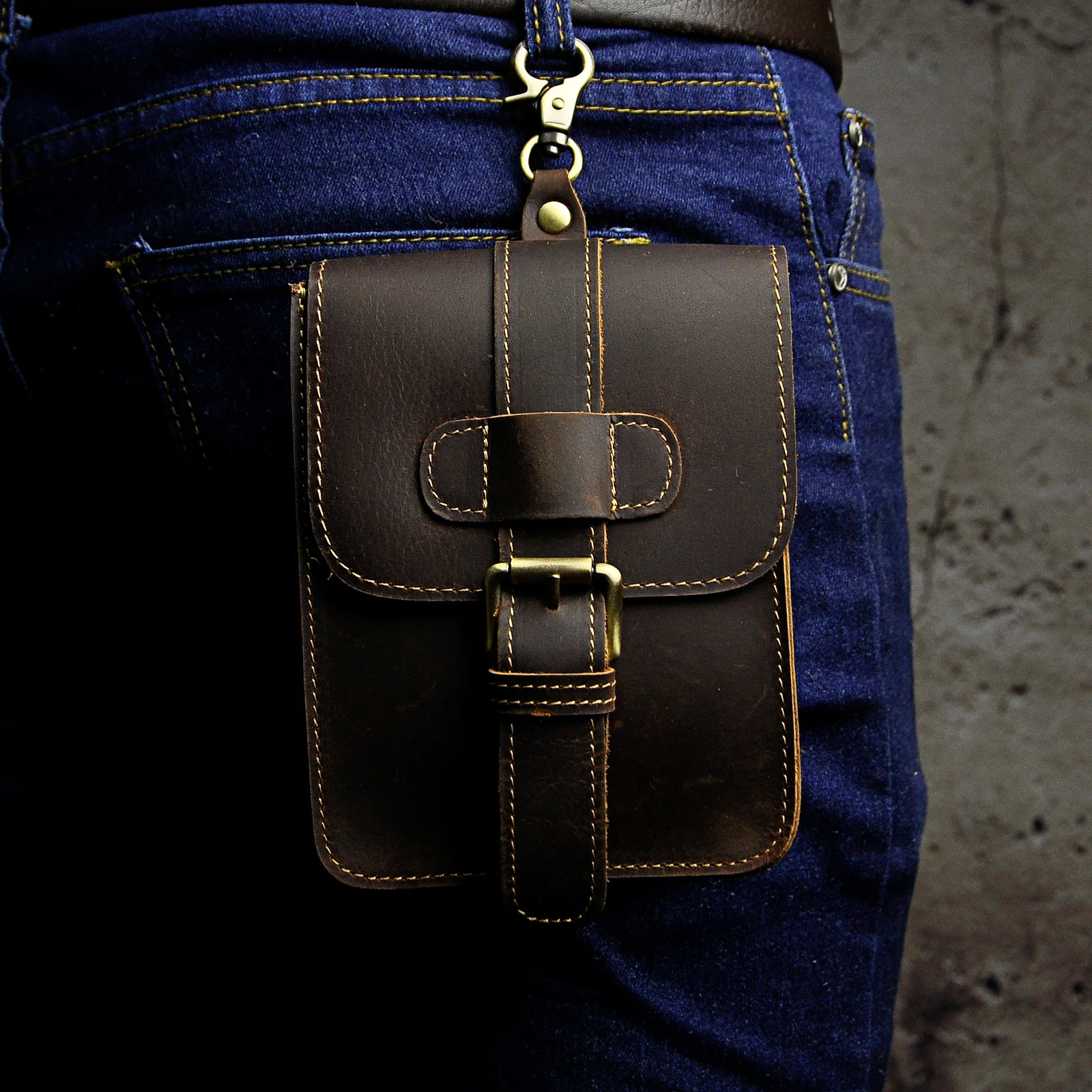 Женская дорожная маленькая сумка из натуральной кожи с крючком забавная поясная