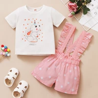 new baby girls t shirt striped sets girls 2 pieces spandex crew neck short sleeve pants rabbits cartoon print cute baby clothes