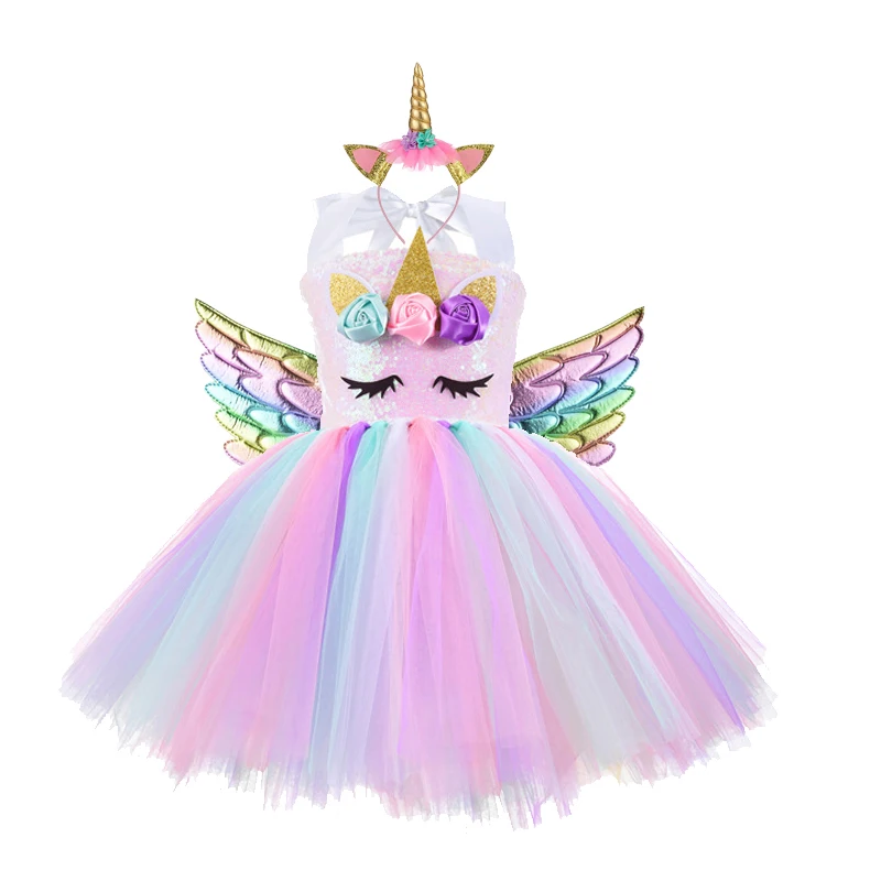 Платье-пачка принцессы для девочек с единорогом наряды платья вечеринки на день