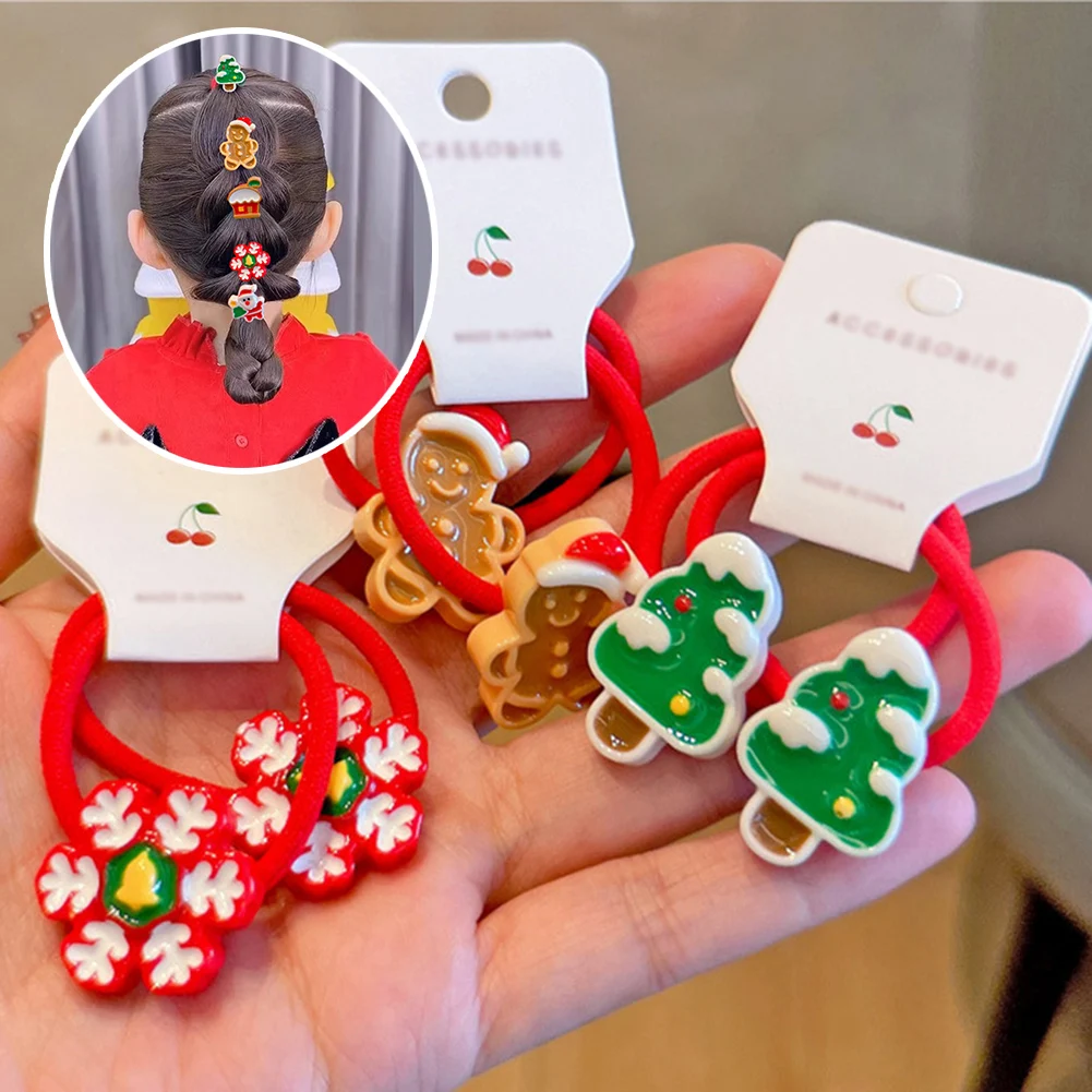 

 Мультяшные рождественские эластичные повязки для волос, Детская резинка для волос, Рождественский набор повязок для волос с Санта-Клаусом...