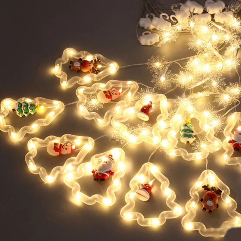 

Christmas Tree LED Lights Garland Santa Claus Light Star Decoration String Lights for Home Bedroom Holiday Christmas Party Decor