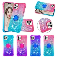 fashion glitter liquid quicksand phone case for iphone 14 13 12 mini 11 pro max se2 7 8 xs xr shockproof ring holder back cover