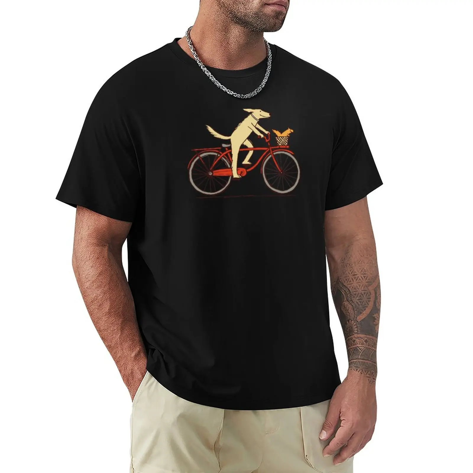 

Dog And Squirrel Are Friends | Whimsical Animal Art | Dog Riding A Bicycle T-Shirt Black T Shirt Mens Champion T Shirts