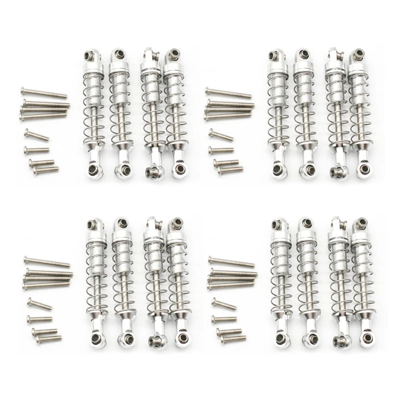 

16 Pcs Metal Shock Absorber Damper For WPL C14 C24 C34 MN D90 D91 D96 D99 D99S MN90 MN99S RC Car Upgrade Parts,Silver