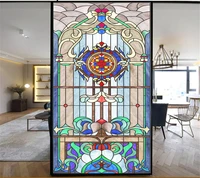 privacy windows film decorative church style stained glass window stickers no glue static cling frosted window cling 39