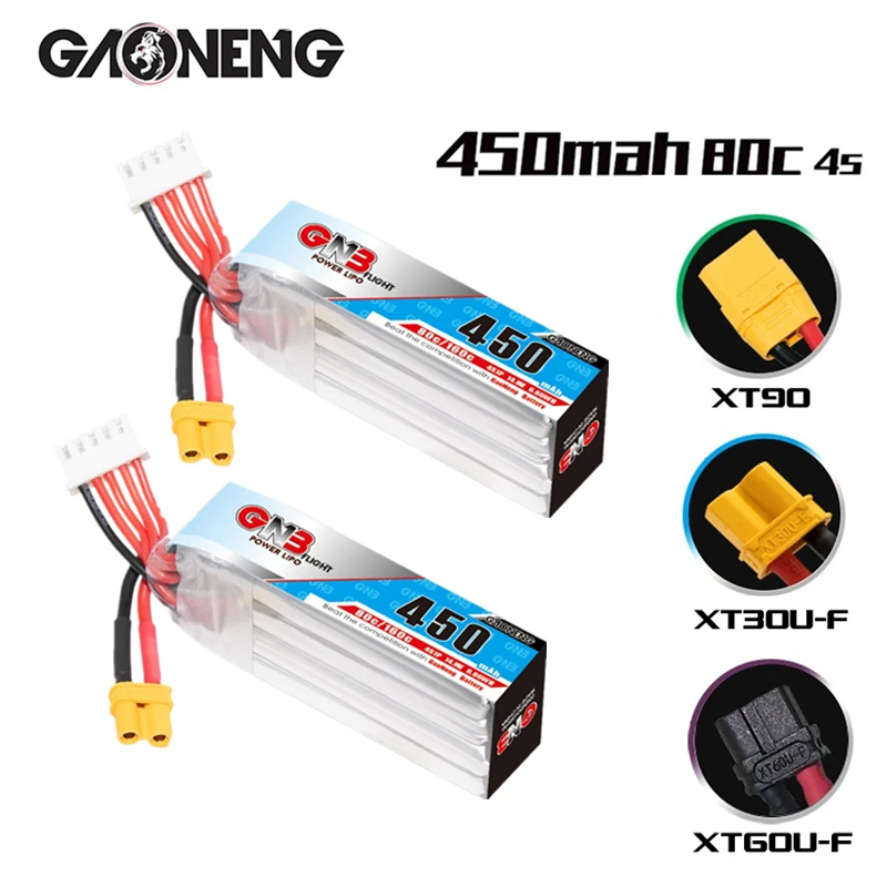 

Upgraded GNB 14.8V 450MAH Lipo Battery For iFlight CineBee Indoor Cine Whoop BetaFPV Drone RC Quadcopter 4S 14.8V Battery 2PCS