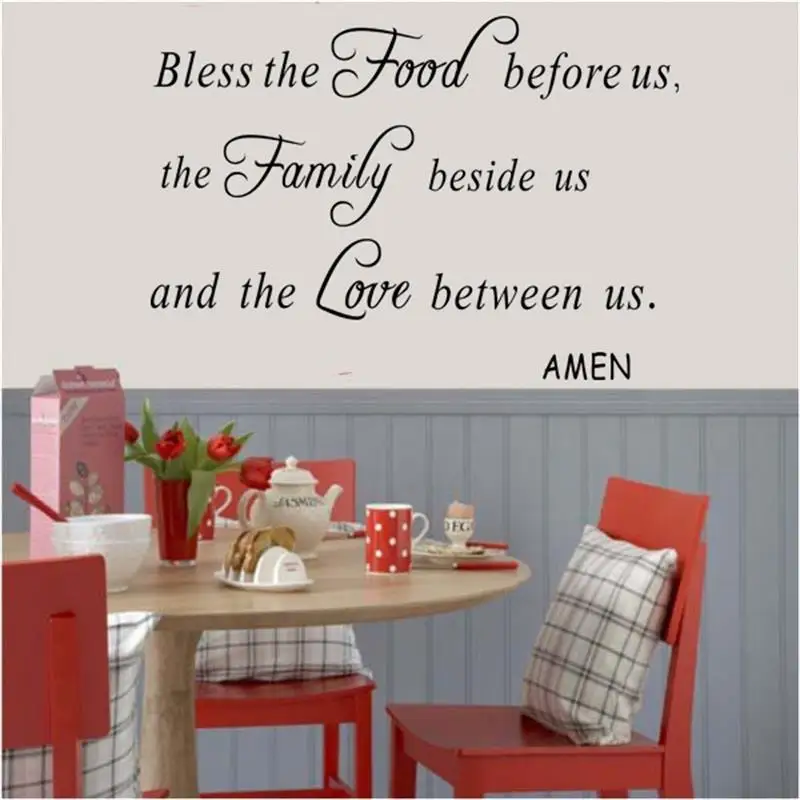 

Bless The Food Before Us Wall Decal Family Quote Stickers Kitchen Decor Amen quote vinyl Art Mural Love quote Home Decor
