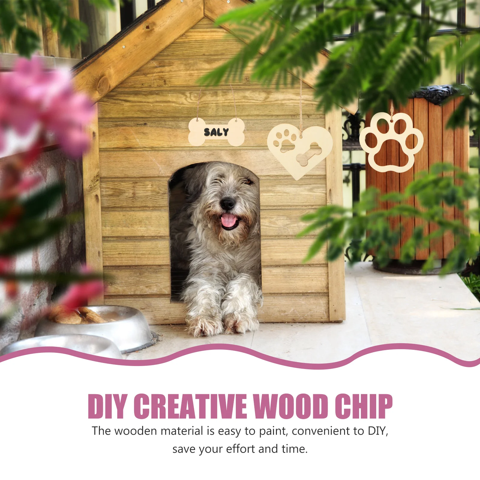 DIY креативные деревянные чипсы граффити вырезы подарочная бирка собачьи кости