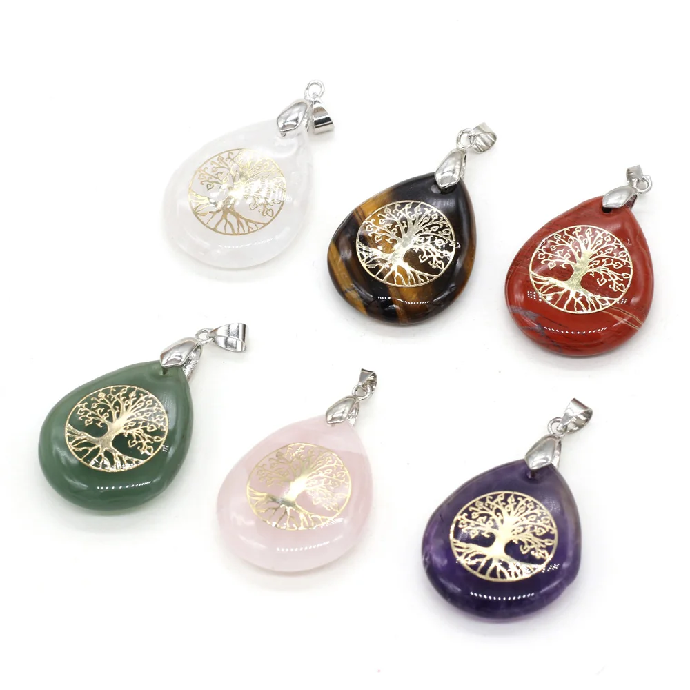 

Wholesale10PCS Natural Stone Rose Quartz Metal Alloy Seven Chakra Reiki Healing Pendant Making DIY Necklace Earring Jewelry Gift