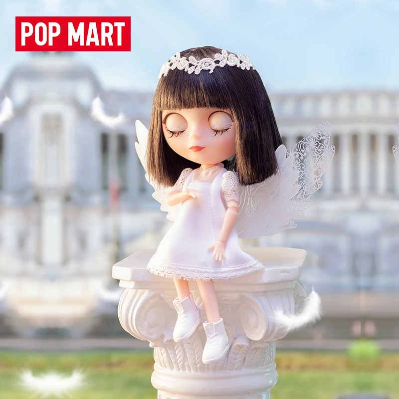 

Кукла шарнирная поп-MART Blythe × LACELLE с ангелом и клубничным платьем, подвижная игрушка, кавайная экшн-фигурка, Коллекционная модель, загадочная коробка