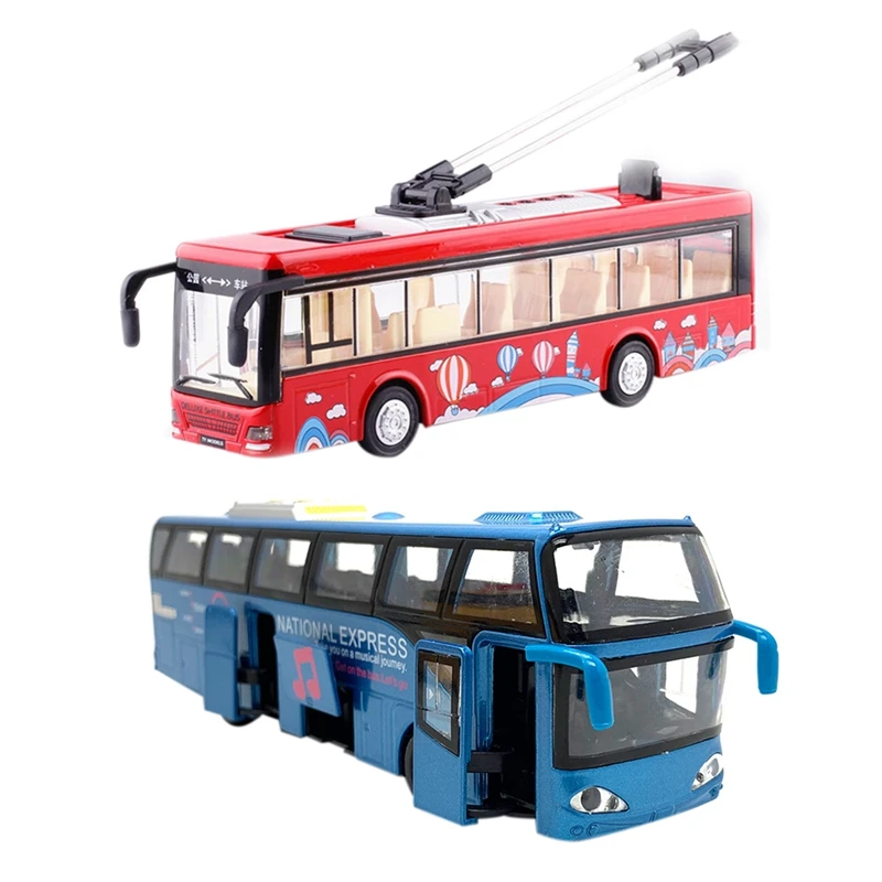 

Hot 1:32 Alloy Car Models,High Simulation City Bus,Diecast, Toy Vehicles, Pull Back & Flashing & Musical,Blue & Alloy Sightseein