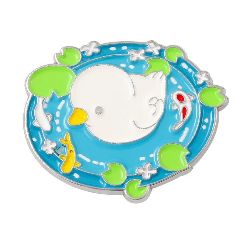 Значок с рисунком листьев лотоса и белого гуся для мужчин женщин Аксессуары Для