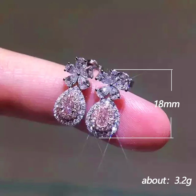 Серьги-гвоздики с розовыми бриллиантами серебро 925 пробы |