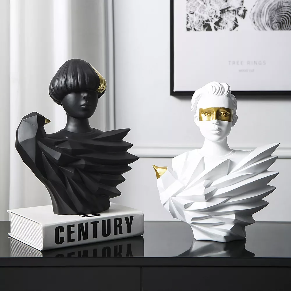 

home decoration sculpture modern art Nordic Punk Style Gypsum Head Firenze Giuliano de' Medici Figurine David Steam wave Retro