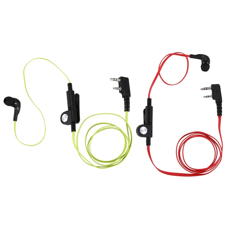 

2 Pcs 2 Pin Noodle Style Earbud Headphone K Plug Earpiece Headset Green Wire & Red Wire