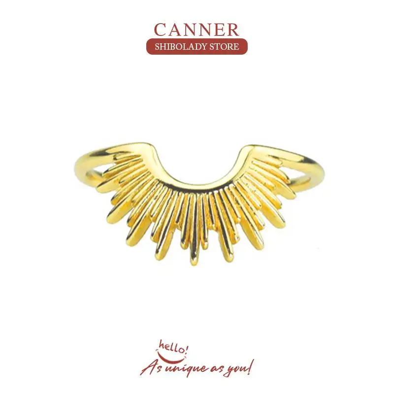 Кольцо C-образной гладкой линии полукруга CANNER из серебра 925 пробы с золотыми кольцами для женщин, роскошные изысканные ювелирные изделия для свадьбы.