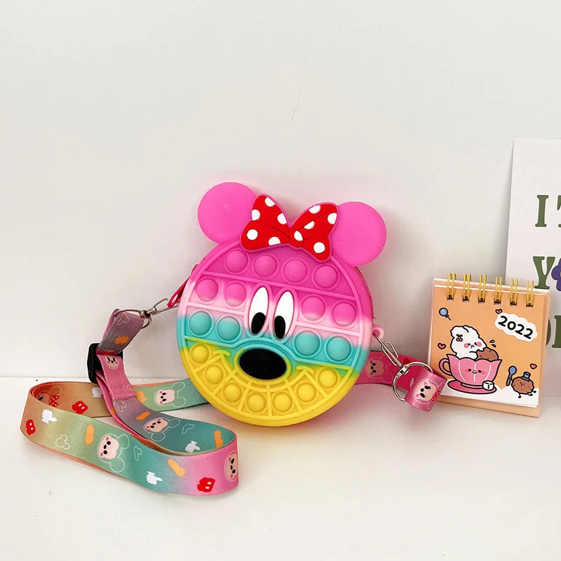 

Новая сумка Disney Minnie Cross, силиконовая, с Микки Маусом, Kawaii, милый кошелек для монет, сумка на ремне, мини-сумка на плечо с героями мультфильмов д...