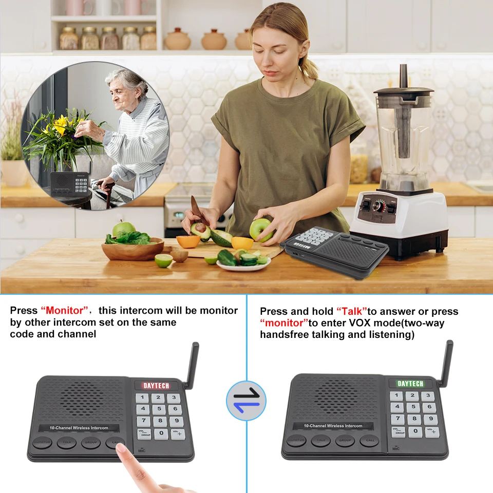 freeshipping daytech wireless intercom system no phone bill no network 10 channel 1k meters long range used for office ci02 free global shipping