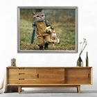 5D алмазная живопись сделай сам, кошка и искусство, полный круг, животное, вышивка крестиком, Алмазная мозаика, стразы, картина