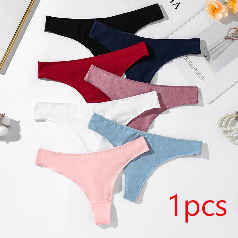 Купи Sexy Thong Woman Thin Crotch Women's T-panties Low Waist G String Fancy Underwear Cotton Panty Lingerie за 694 рублей в магазине AliExpress