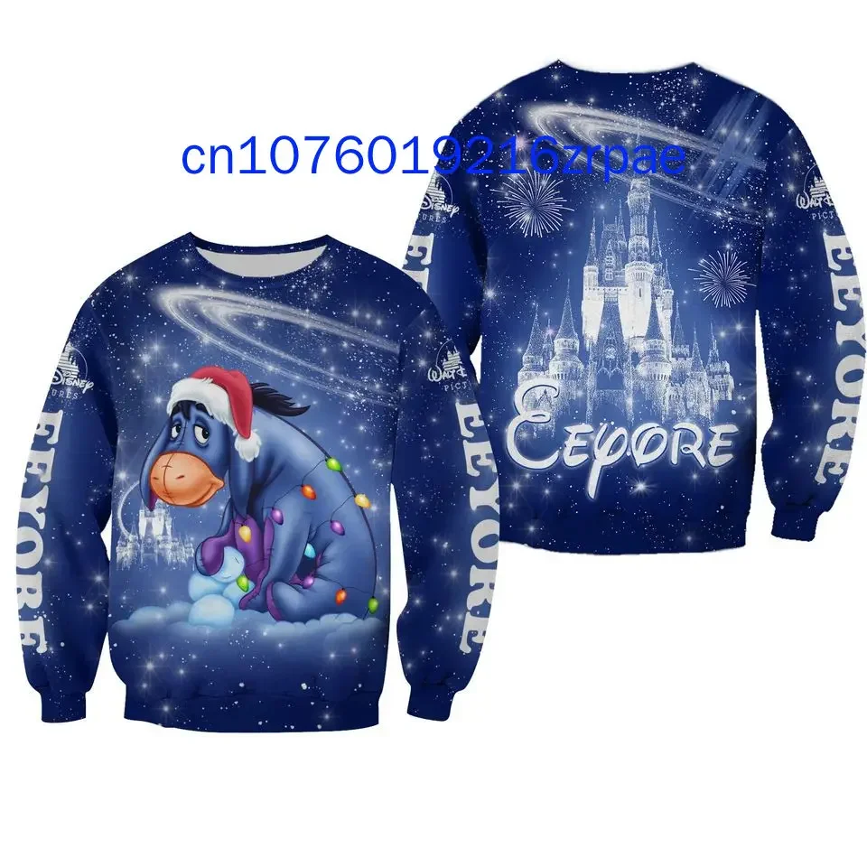 Новый детский рождественский свитер Disney Eeyore с 3D принтом для мужчин и женщин