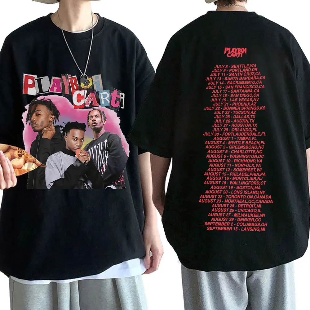 

Футболка Playboi Carti Prin для мужчин и женщин, модный топ в стиле оверсайз в стиле хип-хоп, хлопковая рубашка с короткими рукавами в стиле унисекс