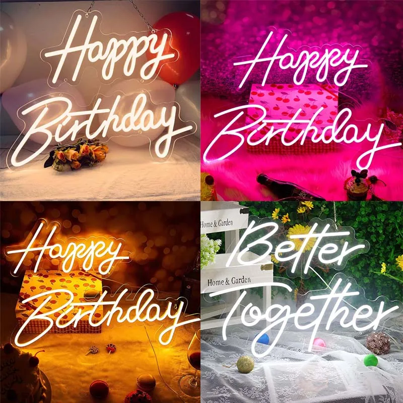 

LED Neon Christmas Bar Party Happy Birthday Wedding Site Home Decoration Proposal Confession Multiple Color Modes Optional Perso