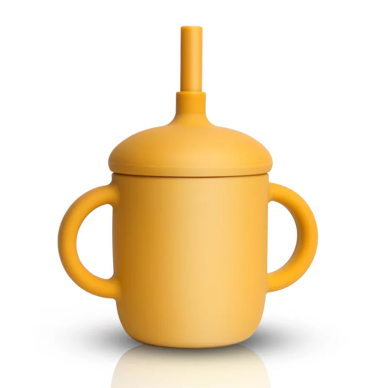 1PCS Baby Feeding Drinkware Straw Cup Learning Sippy Anti-Hot Leakproof Silicone Tableware Toddler Water Bottle |