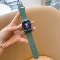 strapcase for apple watch series 7 6 5 4 3 2 se band for iwatch with cover silicone watchband 38mm 40mm 42mm 44mm candy color