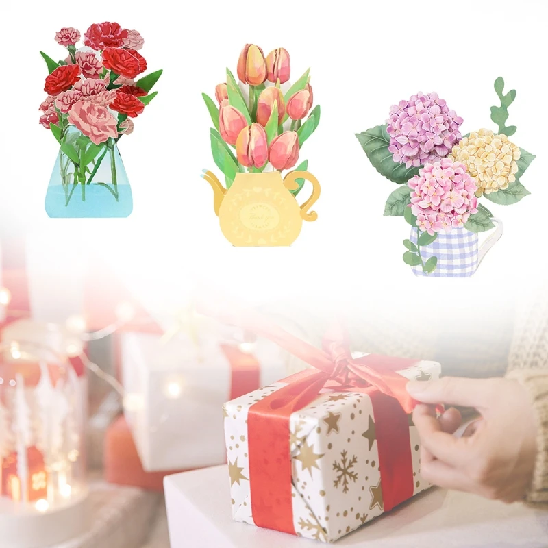 

3D Greeting Cards Pop-up Card With Envelope For Christmas Valentine Birthday Anniversary Wedding Mother's Day Gift Postcard Slub