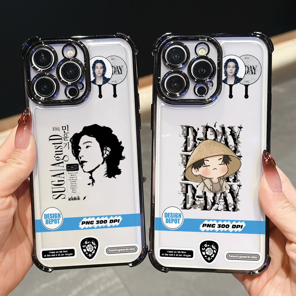 Фото Чехол для телефона S-SUGA A-Agust D для Xiaomi Redmi Note 14 13 12 11 10 9 14C 13C 12C 10C 9C Pro Plus 4G 5G Прозрачный чехол с защитой от падения №1