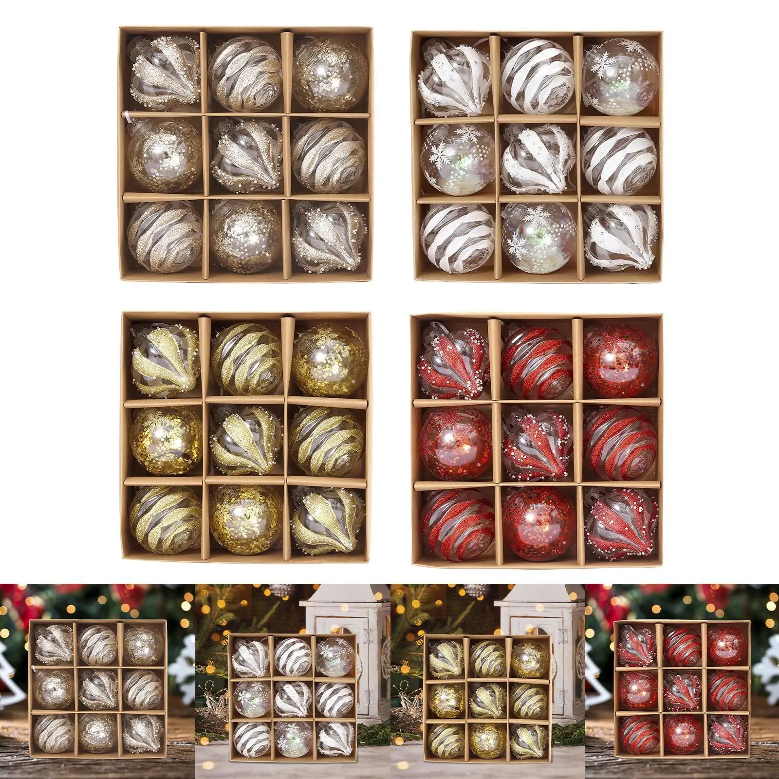 9-компонентные рождественские шары украшения для вечеринок праздничный макет