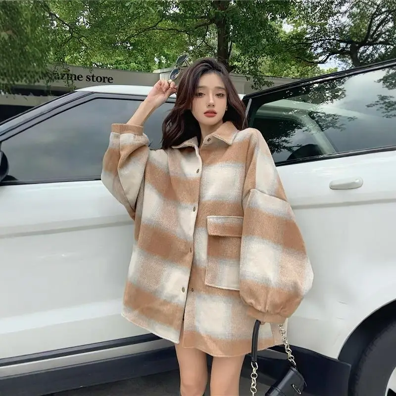 Extra Large 50.00kg Mid-Length Polo Collar Woolen Jacket Men's and Women's Clothing Autumn Winter Thickened Warm Overfit...