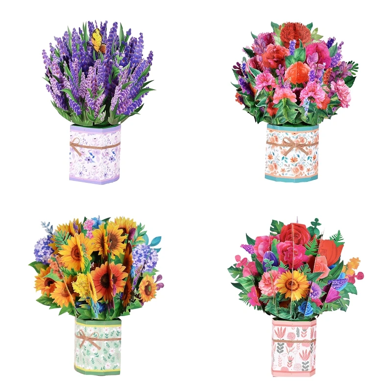 

3D for pop Up Mothers Day Cards Flowers Floral Bouquet Greeting Card for Mom Wife Birthday Sympathy Get Well Anniversary