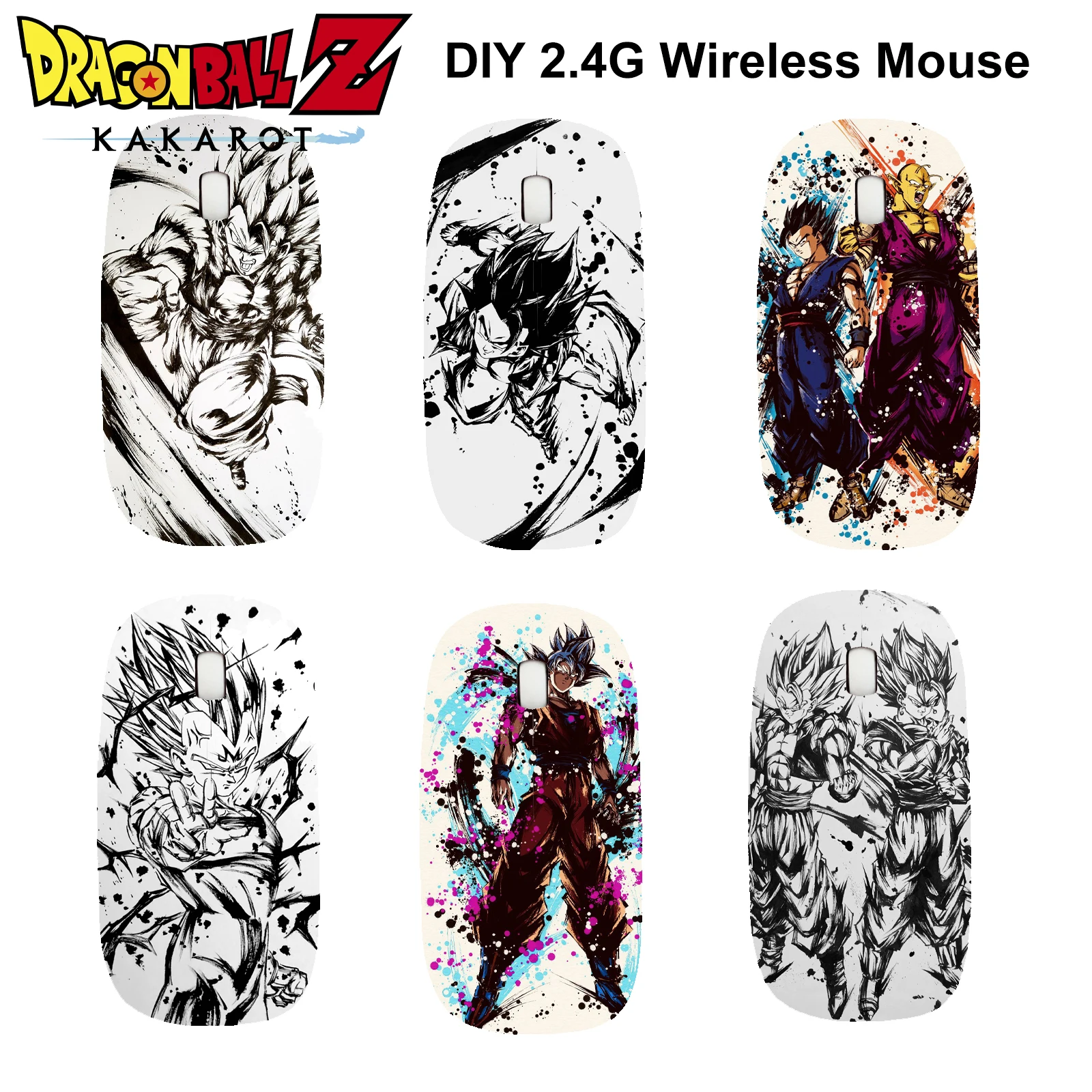 DIY Anime Dragon Ball Son Goku 2.4G Wireless Mouse Bluetooth Gamer Computer Gaming Mouse USB Receiver Mice For Laptop PC Office