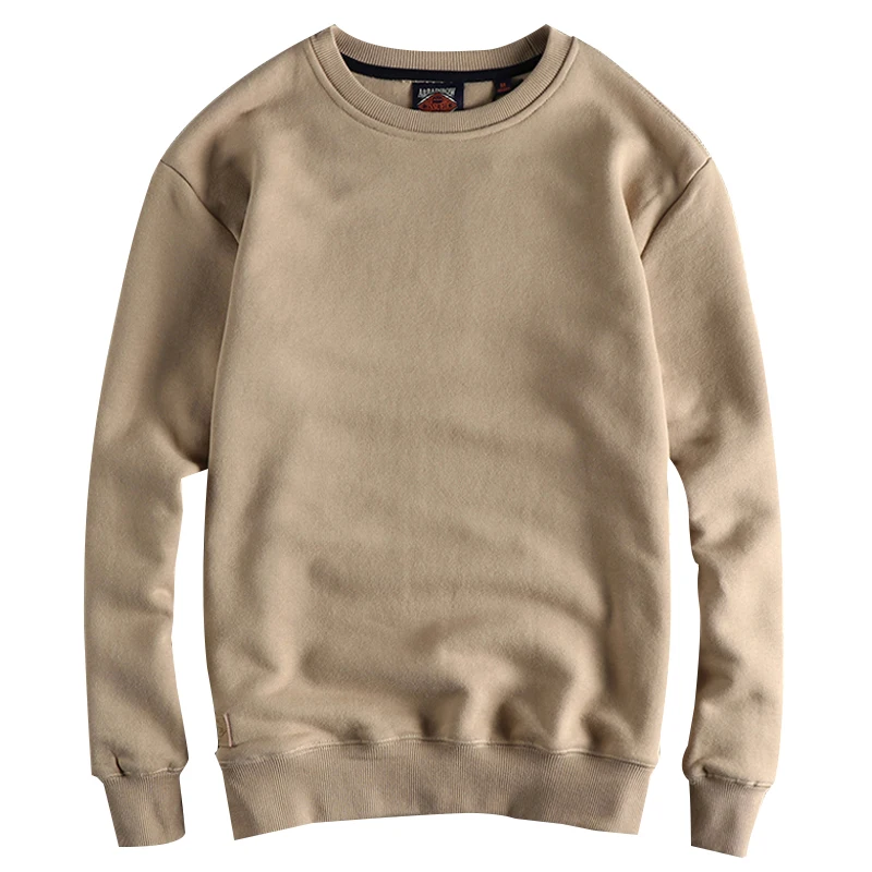 Плюшевый Однотонный свитер с круглым вырезом Мужской осенне-зимний Молодежный