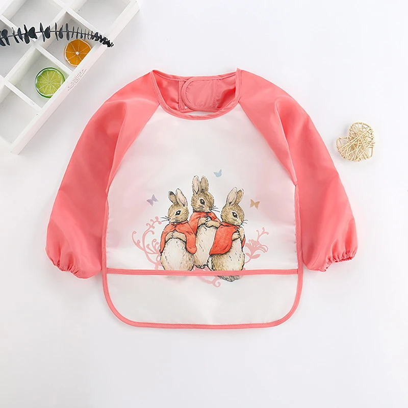 

Toddler Baberos Bavoir Cute Baby Bibs Waterproof Long Sleeve Apron Cartoon Animals Children Feeding Smock Bib Baby Stuff