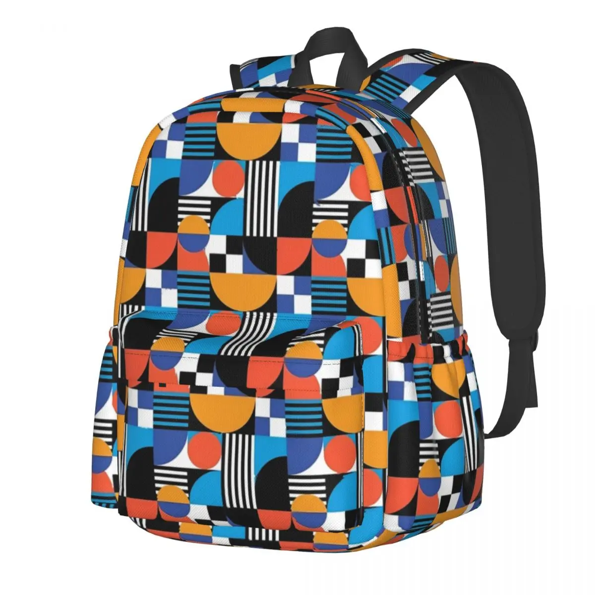 

Modern Geo Print Backpack Shapes And Stripes Men Polyester Sport Backpacks Print Funny School Bags Rucksack