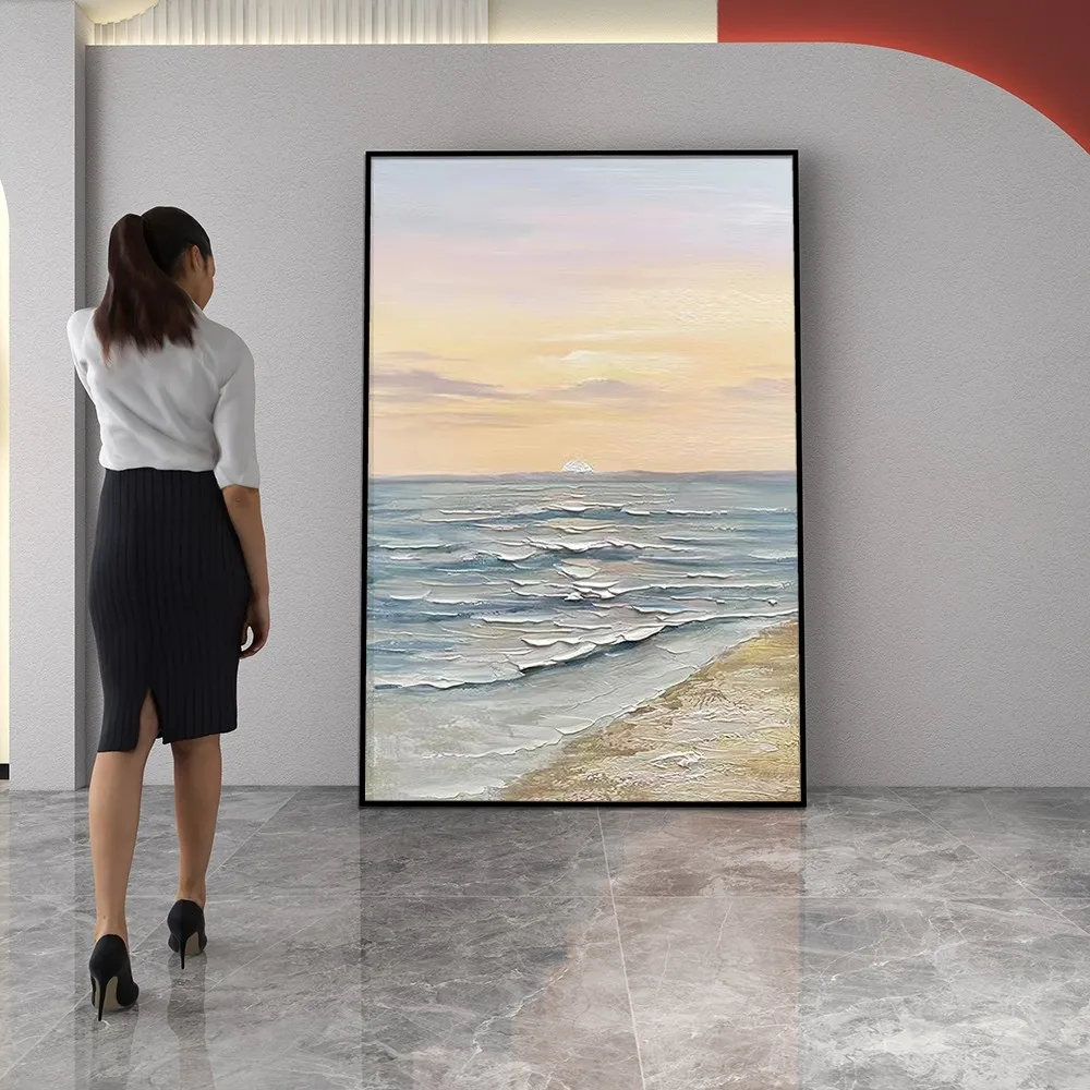 

Oil Painting Decoration Sea Dawn Modern Oil Painting Without Frame Handmade On Canvas Hanging For Living Dinner RoomArt