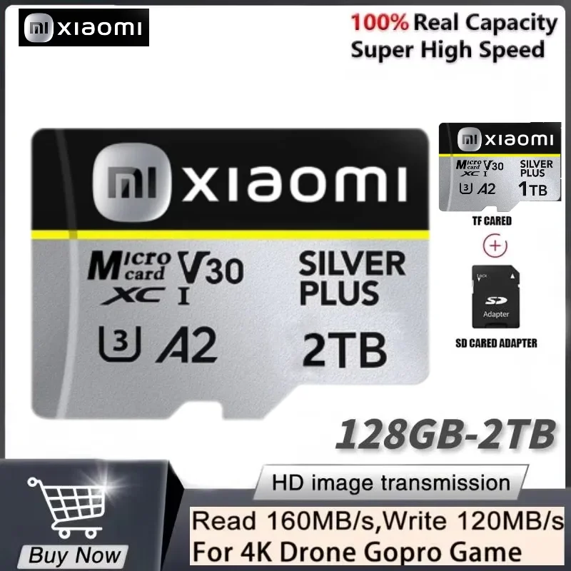 Original Xiaomi 2TB Memory Cards 100mb/s A2 SD Card 128GB 256GB Micro TF Class 10 512GB Flash For Nintendo Switch