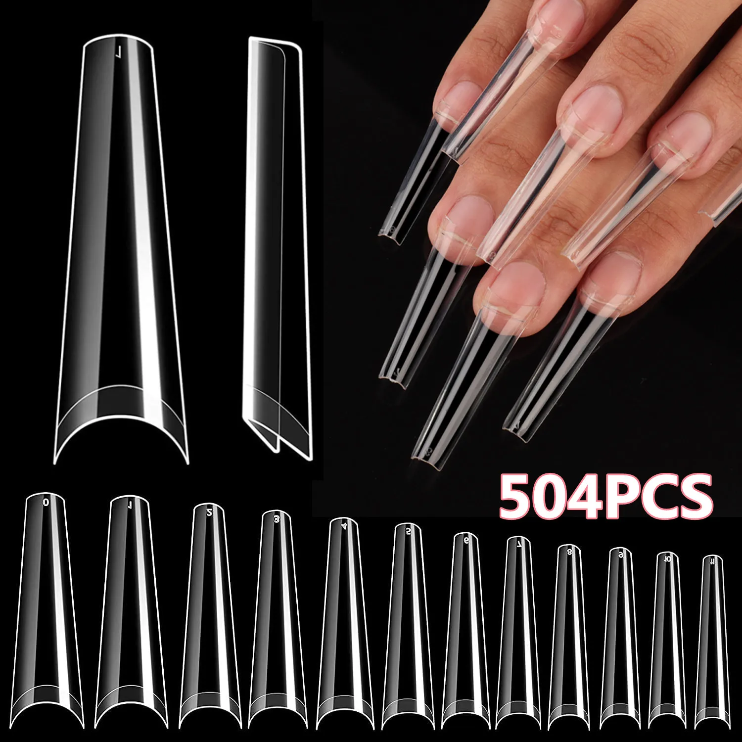 

Makartt Nail Tips 504PCS XXL Coffin French False Nails Half Cover Fake Press on Nails Supplies Acrylic Clear Soft Gel x Tips
